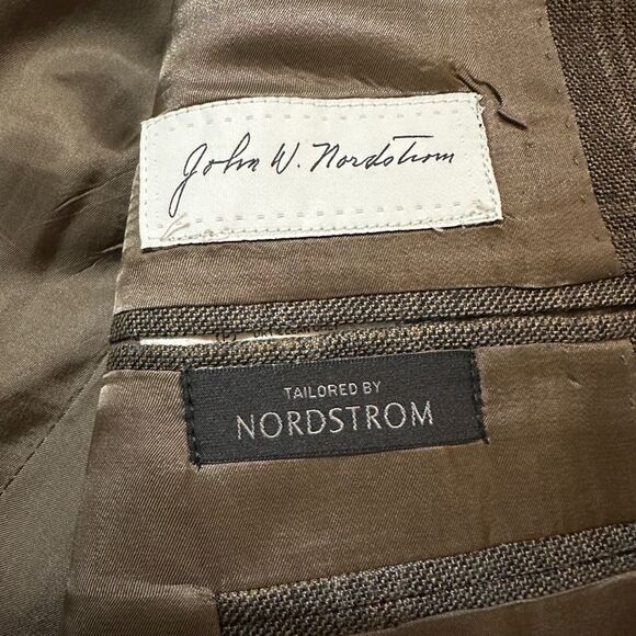 Nordstrom Brown/Gray Silk/Wool Jacket Lightweight - Picture 3 of 7